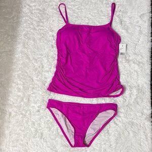 NWT Amavi Magenta 2 Piece Tankini Underwire Swim Set L